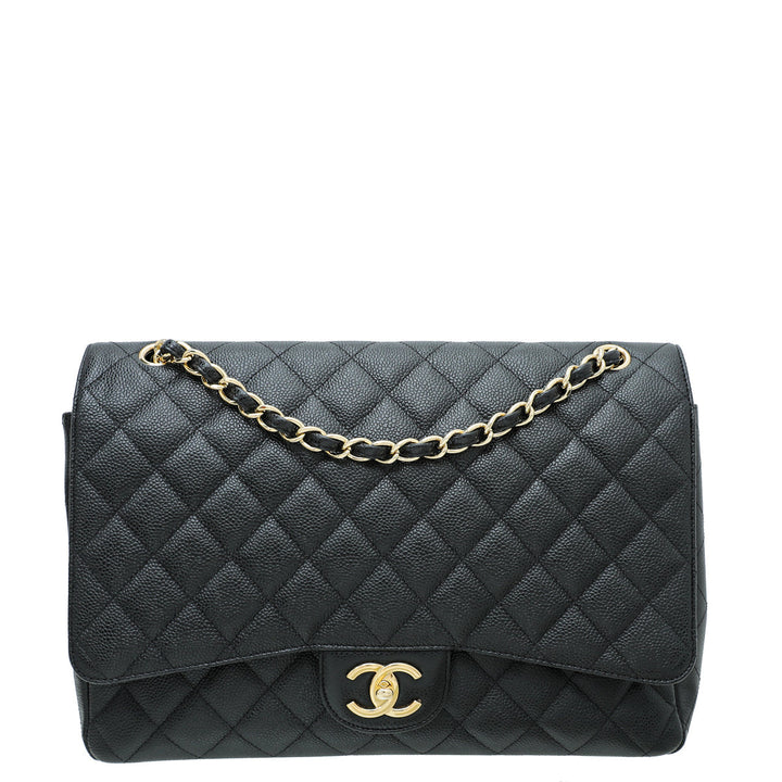 Chanel Black CC Classic Double Flap Maxi Bag
