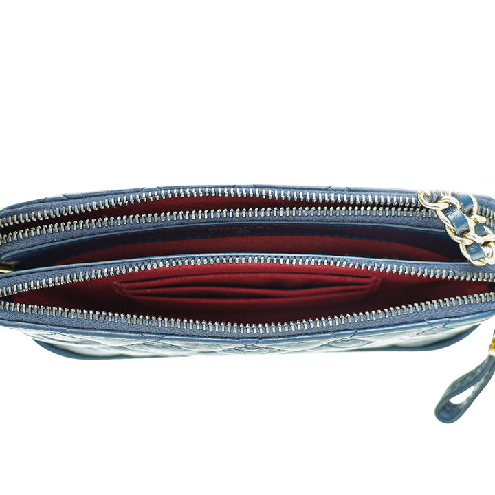Chanel Blue Gabrielle Double Zip Chain Pouch