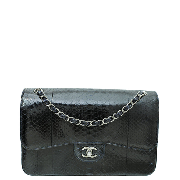 Chanel Midnight Blue Python Classic Double Flap Bag