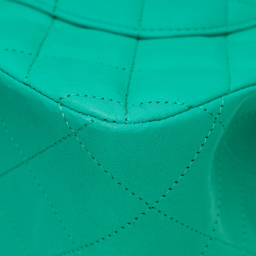Chanel Green CC Classic Double Flap Jumbo Bag