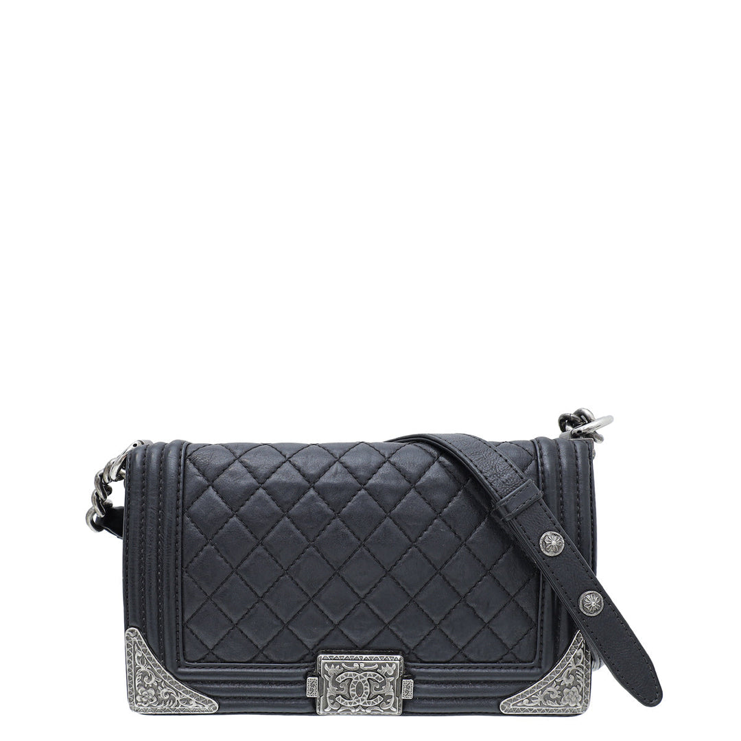 Chanel Black Paris Dallas Boy Medium Bag