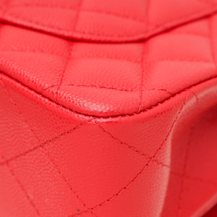 Chanel Red CC Classic Double Flap Small Bag