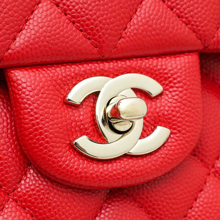 Chanel Red CC Classic Double Flap Small Bag