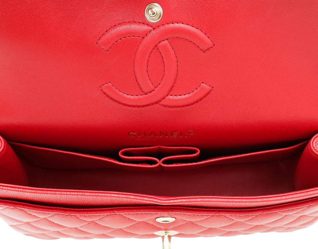 Chanel Red CC Classic Double Flap Small Bag