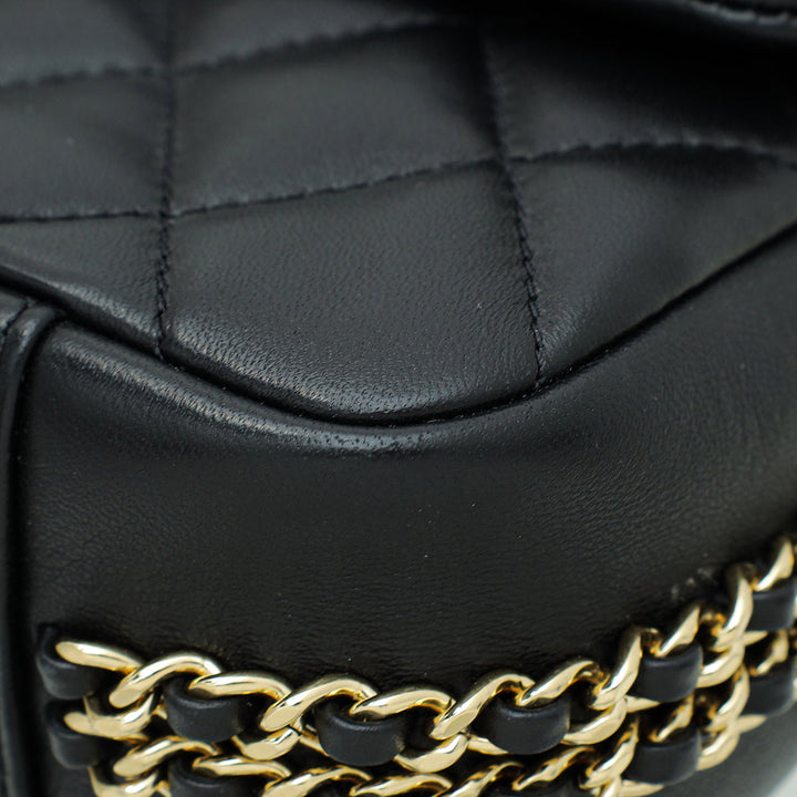 Chanel Black CC Double Chain Strap Small Flap Bag