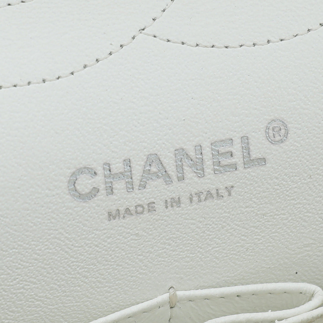 Chanel White CC Classic Double Flap Jumbo Bag