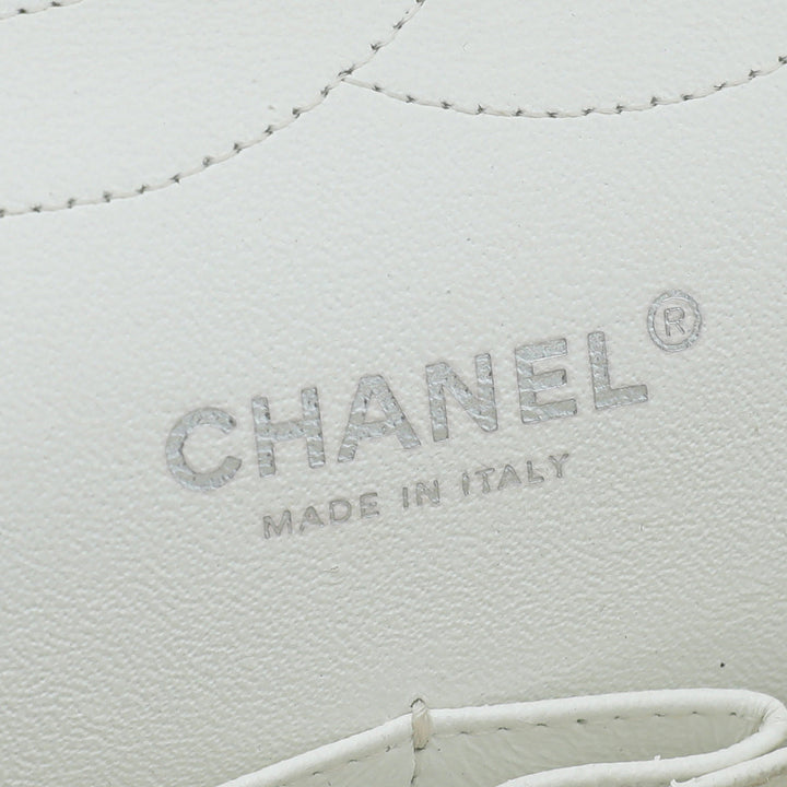 Chanel White CC Classic Double Flap Jumbo Bag