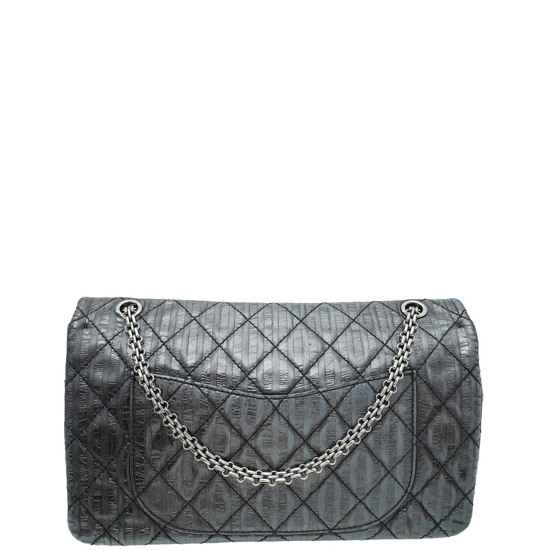 Chanel Dark Grey Reissue 2.55 Stripped Double Flap 227 Bag