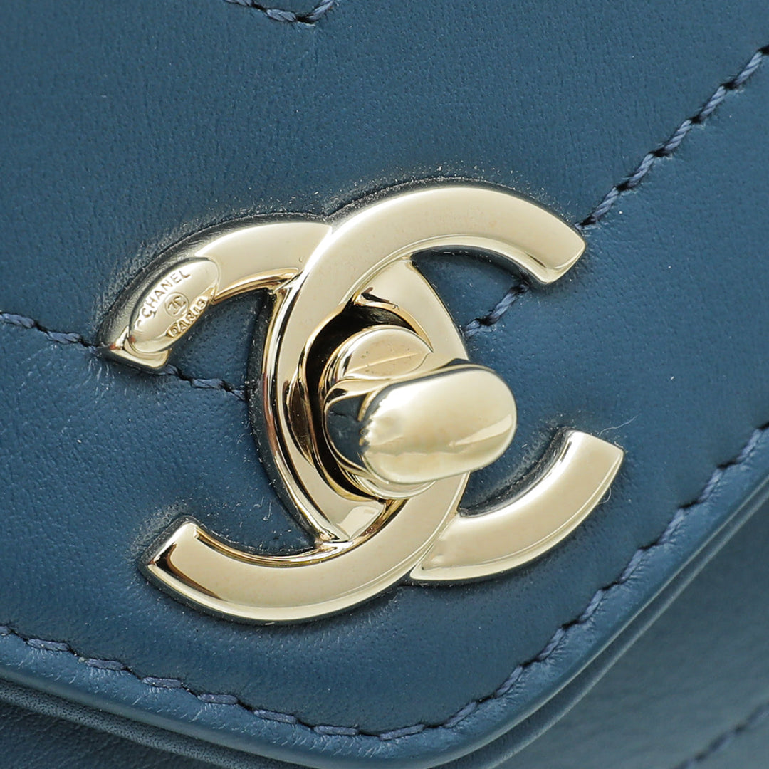 Chanel Blue Chevron Coco Waist Bag