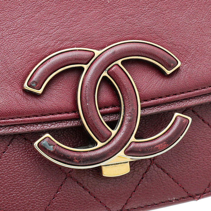 Chanel Burgundy CC Coco Curve Flap Bag