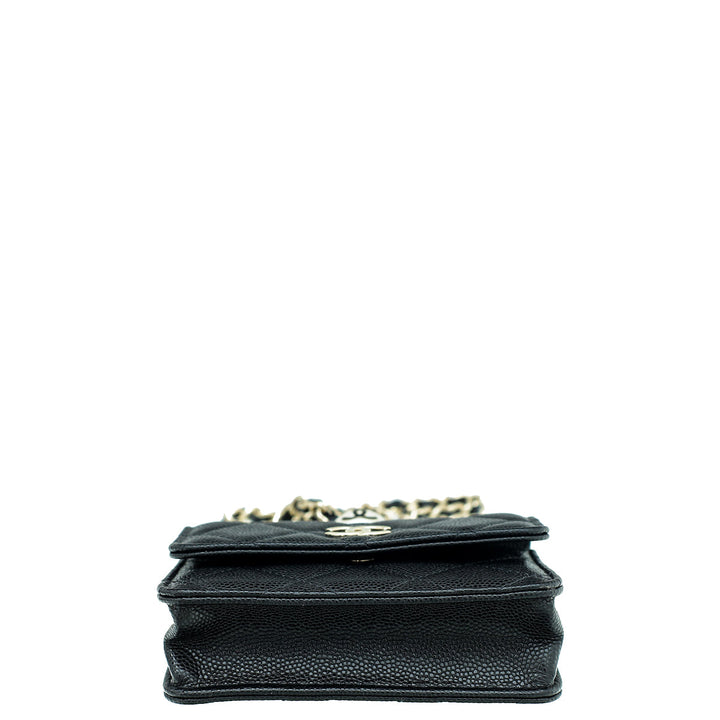 Chanel Black CC Pearl Flap Coin Purse w/Chain