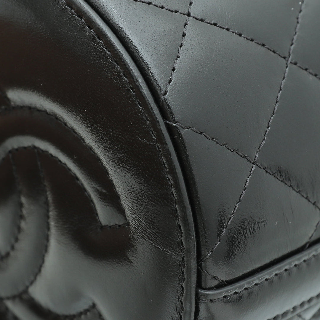 Chanel Black Metallic Round Top Handle Vanity Bag