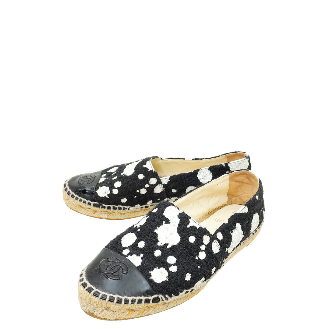 Chanel Bicolor CC Cap Toe Tweed Paint Espadrille 36