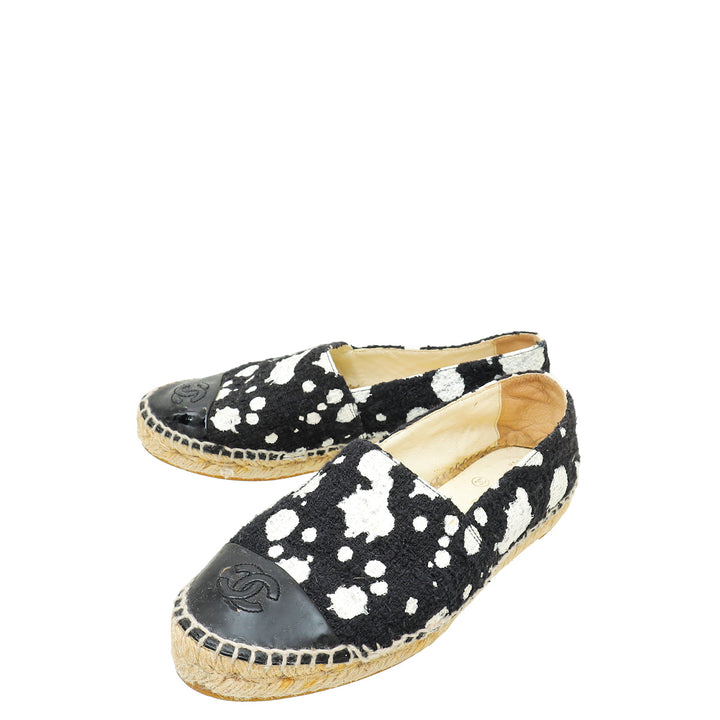 Chanel Bicolor CC Cap Toe Tweed Paint Espadrille 36