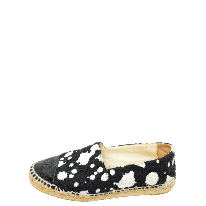 Chanel Bicolor CC Cap Toe Tweed Paint Espadrille 36