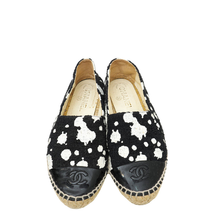 Chanel Bicolor CC Cap Toe Tweed Paint Espadrille 36