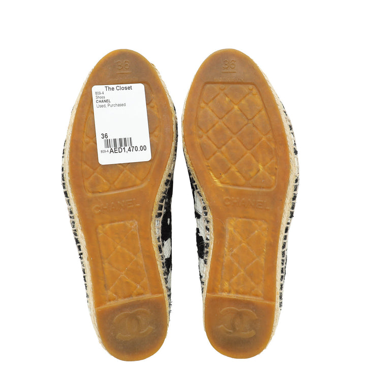 Chanel Bicolor CC Cap Toe Tweed Paint Espadrille 36