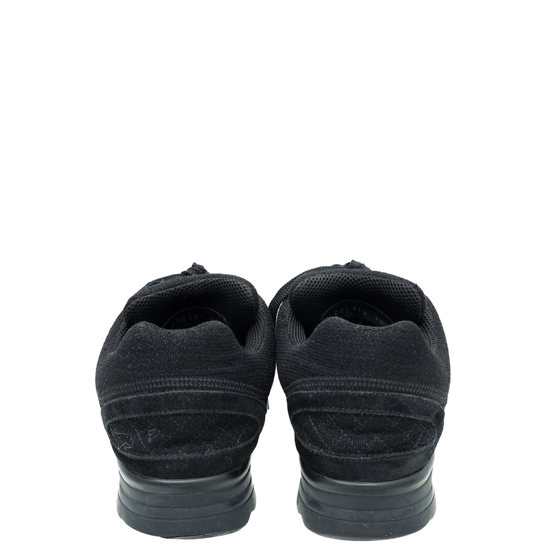 Chanel Black CC Suede Trainer Sneaker 38