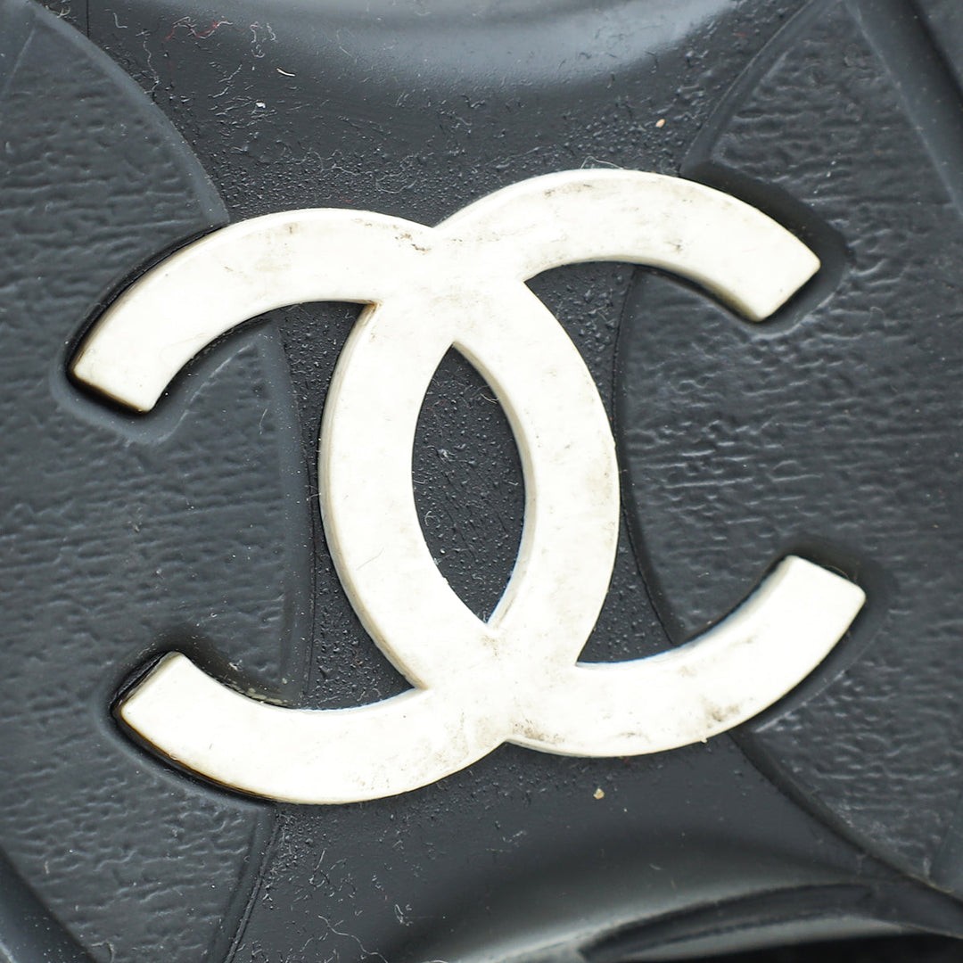 Chanel Black CC Suede Trainer Sneaker 38