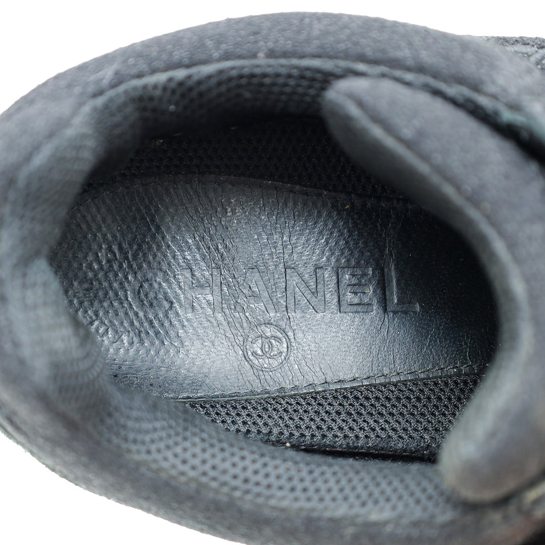Chanel Black CC Suede Trainer Sneaker 38