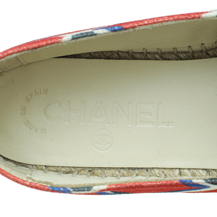 Chanel Multicolor CC Diamond Quilted Print Espadrille Flats 35