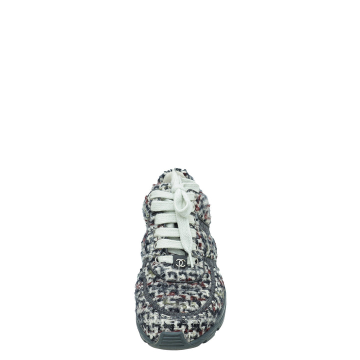 Chanel Grey CC Wool Tweed Trainer Sneaker 36