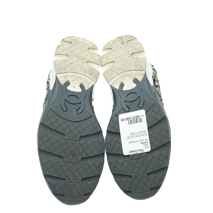 Chanel Grey CC Wool Tweed Trainer Sneaker 36