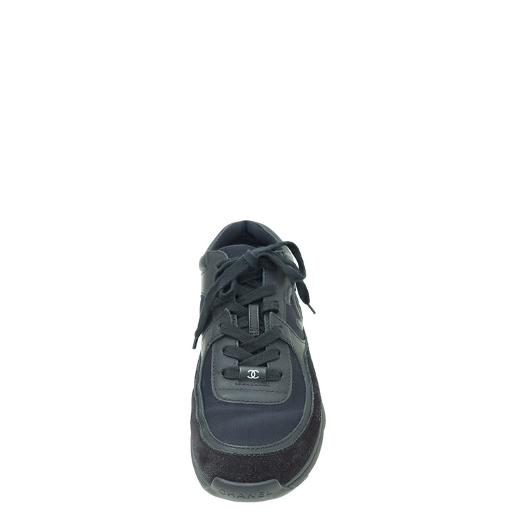 Chanel Black CC Lace Up Sneakers 38