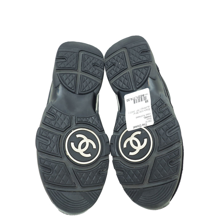 Chanel Black CC Lace Up Sneakers 38