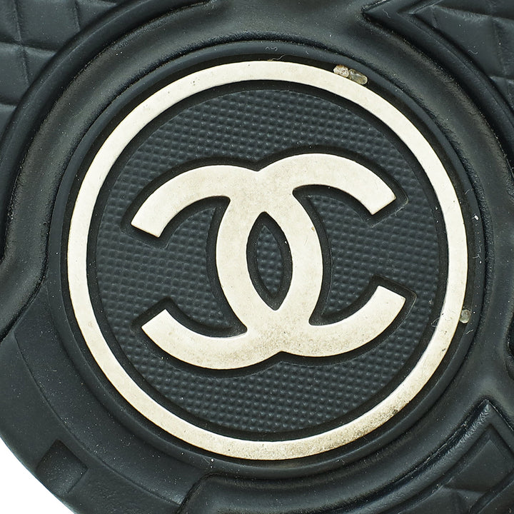 Chanel Black CC Lace Up Sneakers 38
