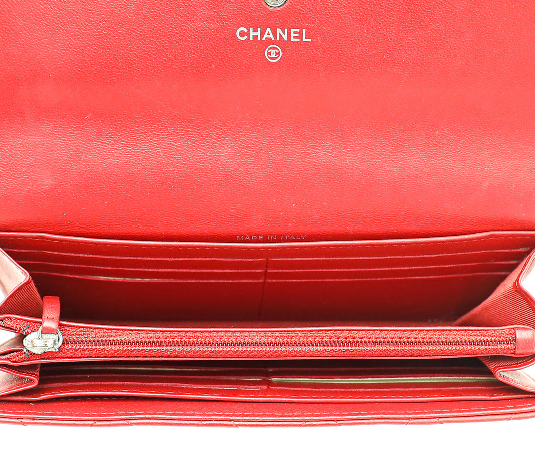 Chanel Red CC Classic Long Flap Wallet