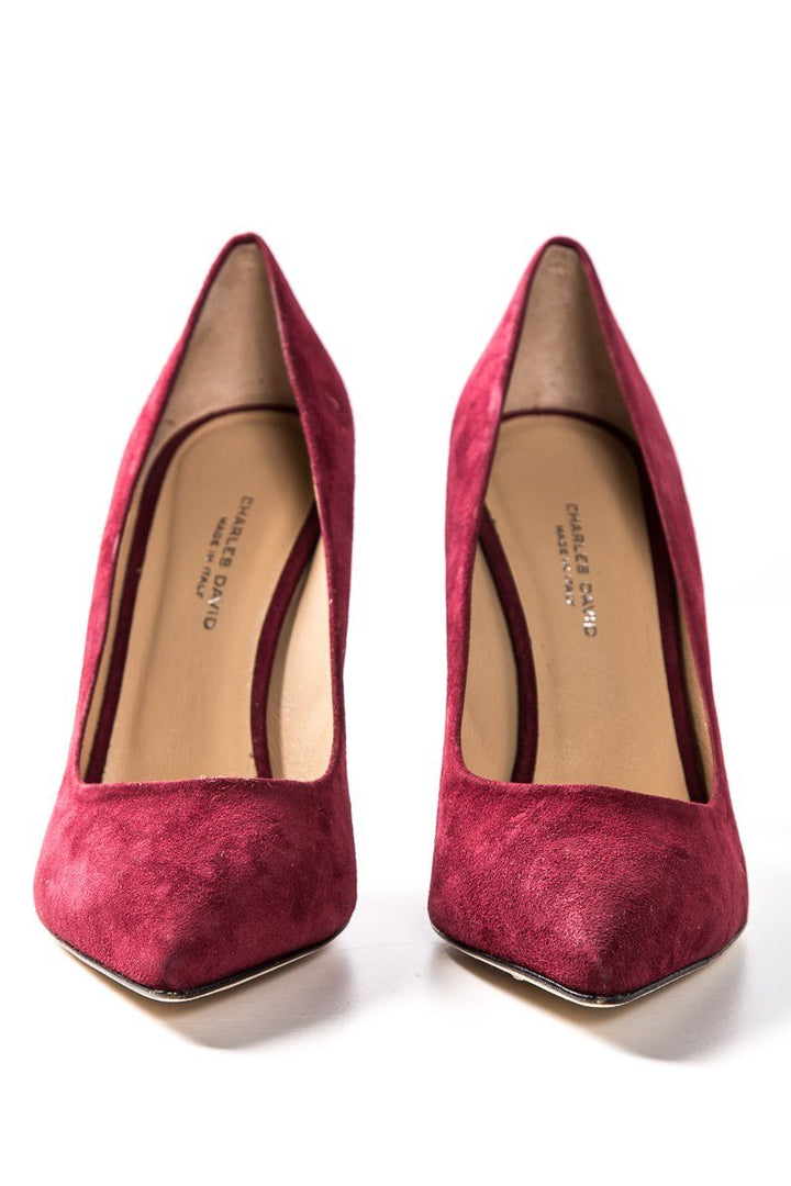 Charles David Maroon Suede Pointed Toe Heels SZ 8.5 sale