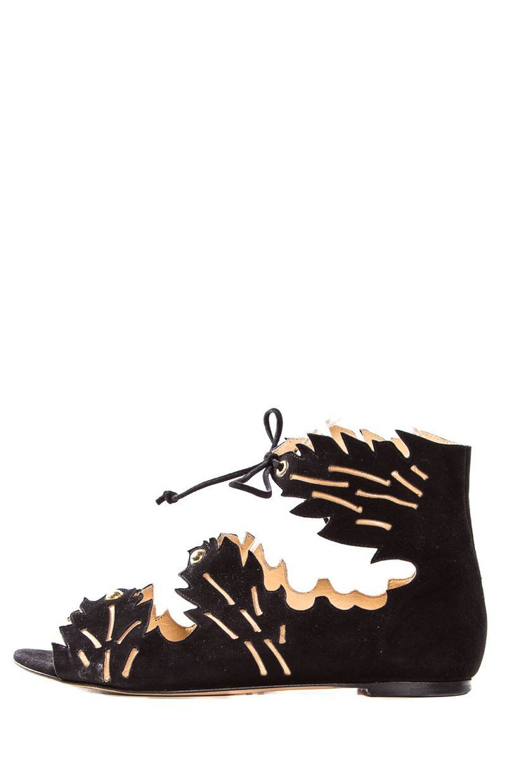 Charlotte Olympia Black Suede Eden Sandals SZ 35 Sale