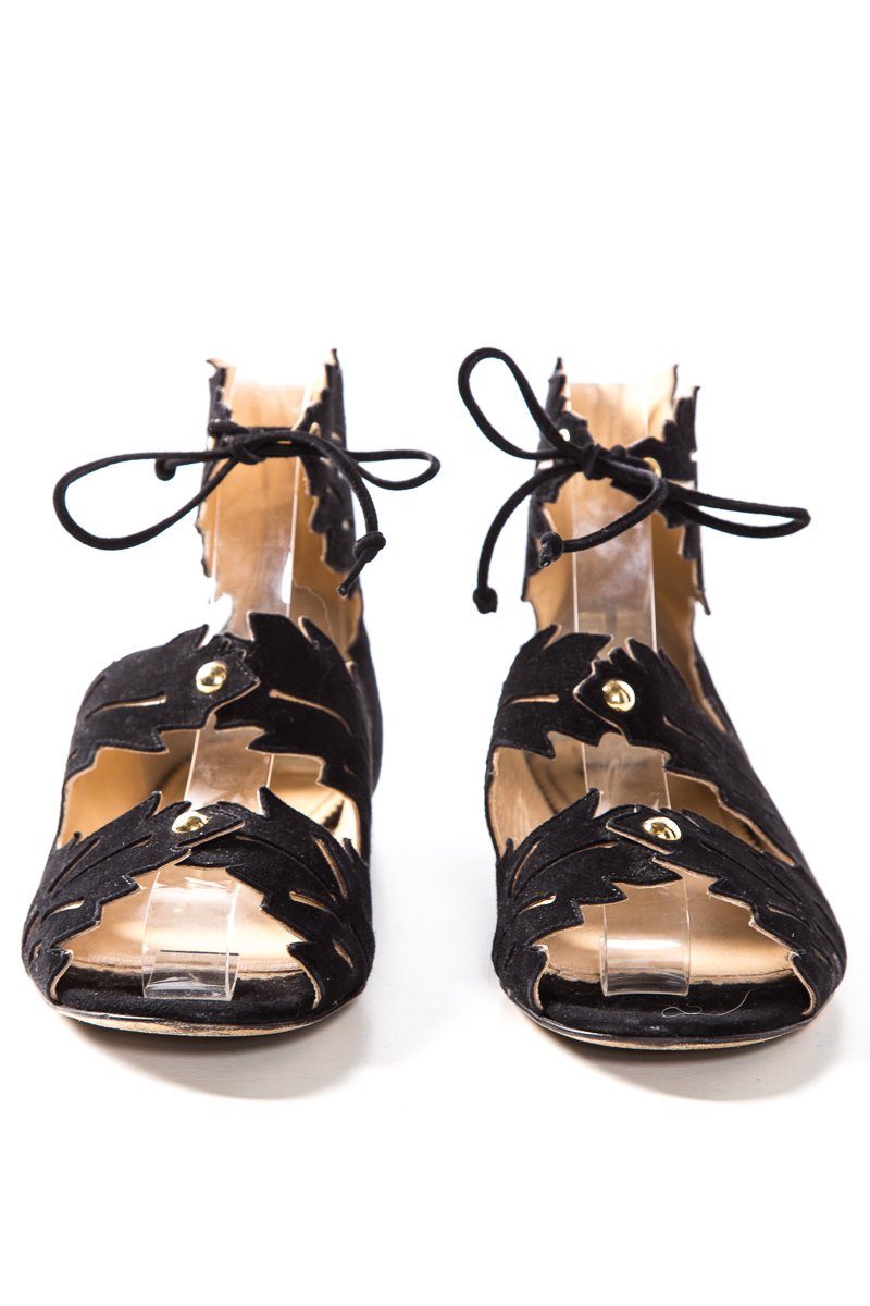Charlotte Olympia Black Suede Eden Sandals SZ 35 Sale