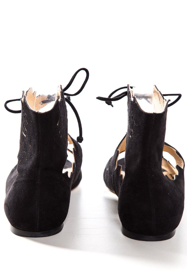 Charlotte Olympia Black Suede Eden Sandals SZ 35 Sale