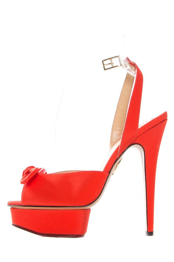 Charlotte Olympia Orange Peep Toe Platform Sandals SZ 40