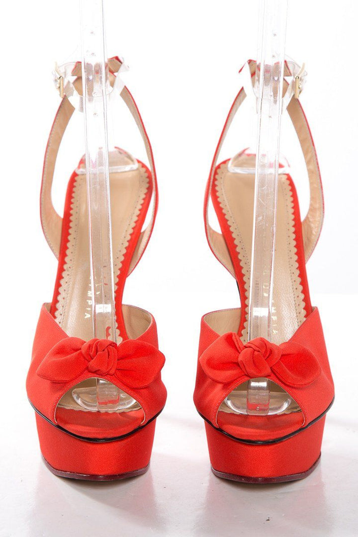 Charlotte Olympia Orange Peep Toe Platform Sandals SZ 40