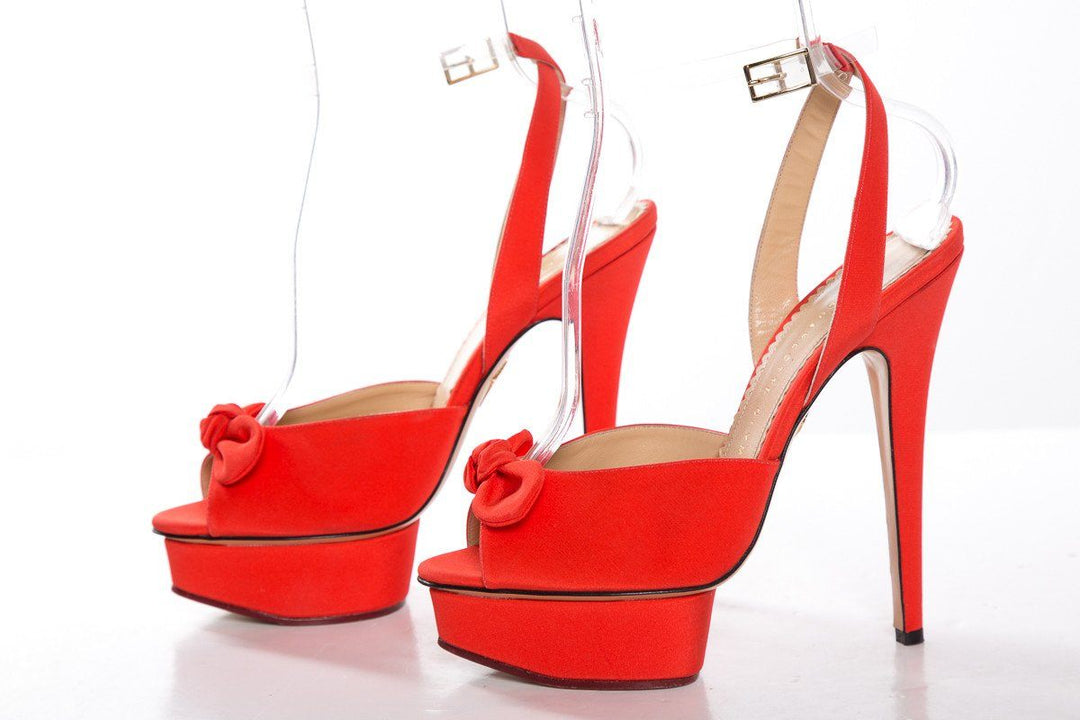 Charlotte Olympia Orange Peep Toe Platform Sandals SZ 40