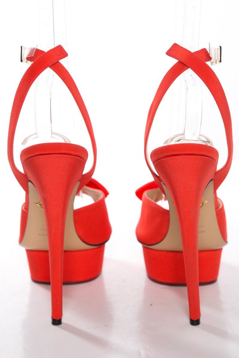 Charlotte Olympia Orange Peep Toe Platform Sandals SZ 40