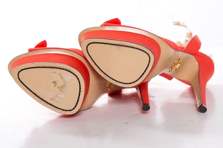Charlotte Olympia Orange Peep Toe Platform Sandals SZ 40