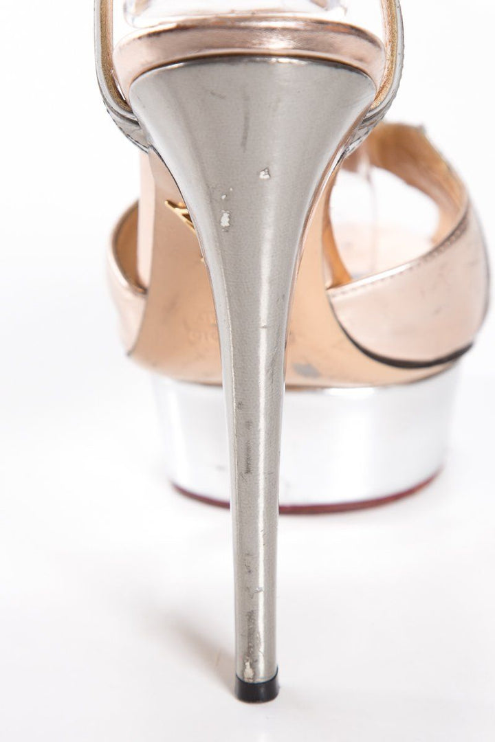 Charlotte Olympia Silver & Gold Peep Toe Platforms SZ 36.5 Sale