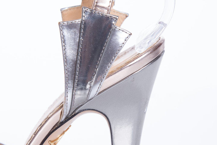 Charlotte Olympia Silver & Gold Peep Toe Platforms SZ 36.5 Sale