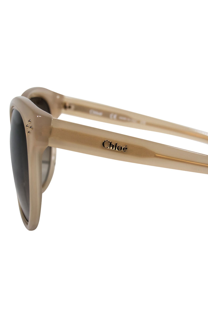 Chloe - Beige Studded Cat Eye Sunglasses