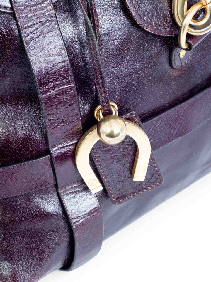 Chloe Brown Leather Horseshoe Equestrian Tote Bag
