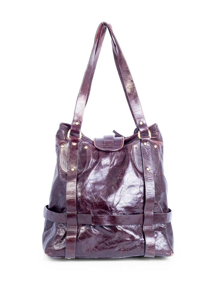 Chloe Brown Leather Horseshoe Equestrian Tote Bag