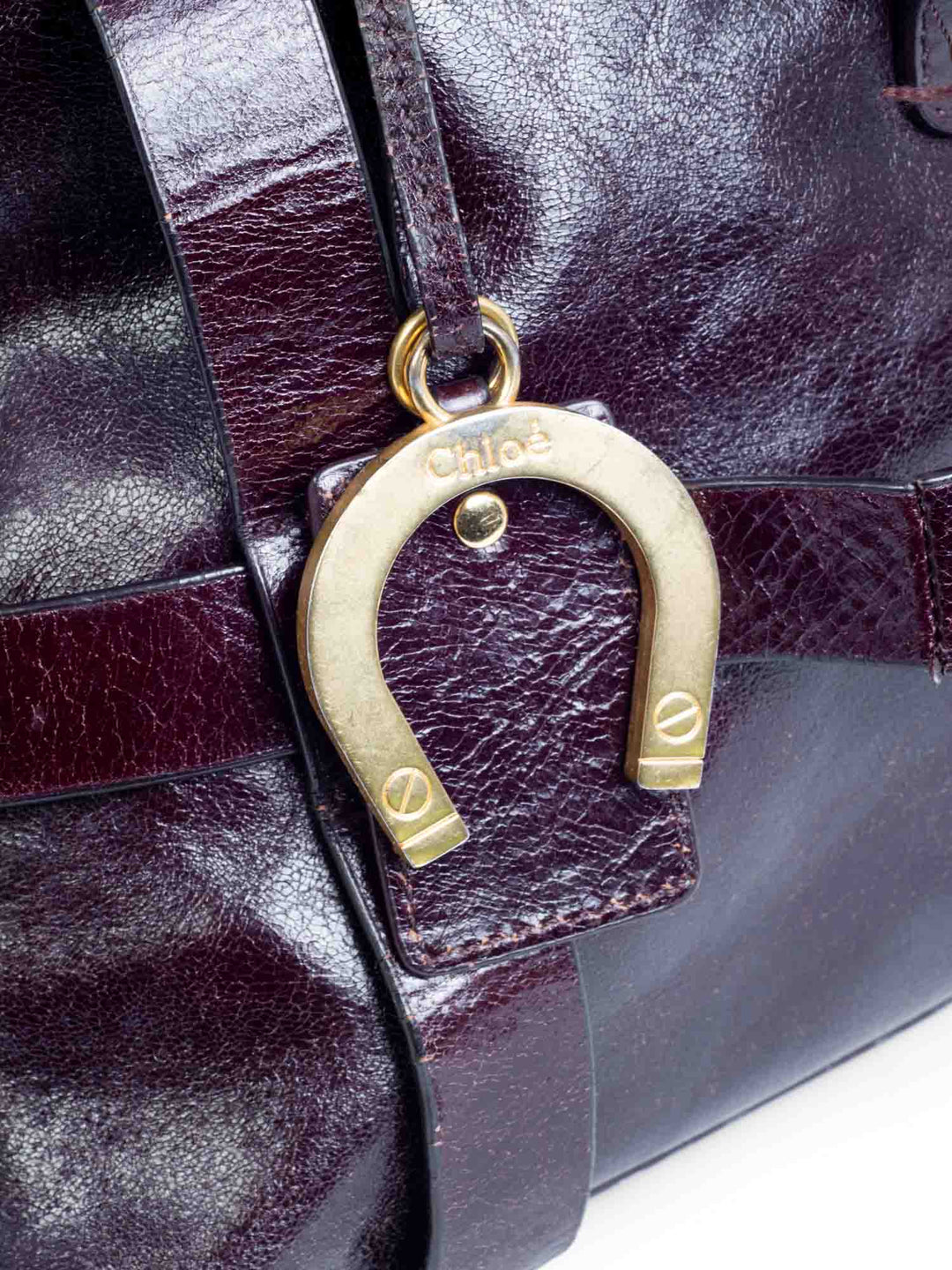 Chloe Brown Leather Horseshoe Equestrian Tote Bag