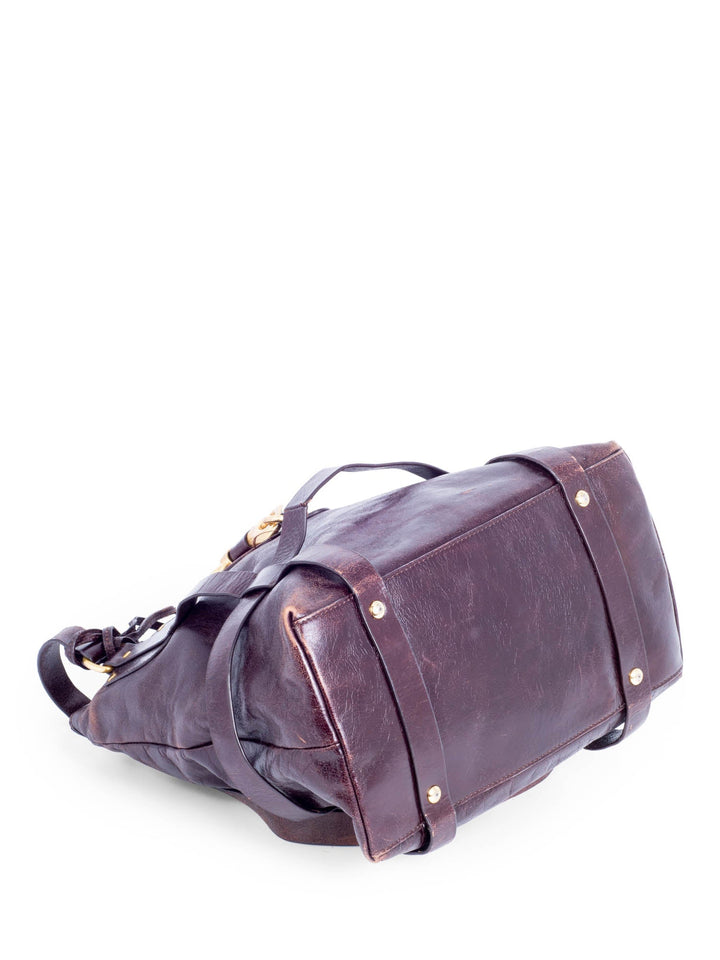 Chloe Brown Leather Horseshoe Equestrian Tote Bag