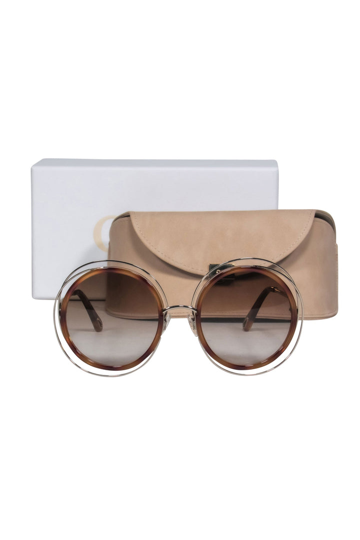 Chloe - Brown Tortoise Large Round Sunglasses