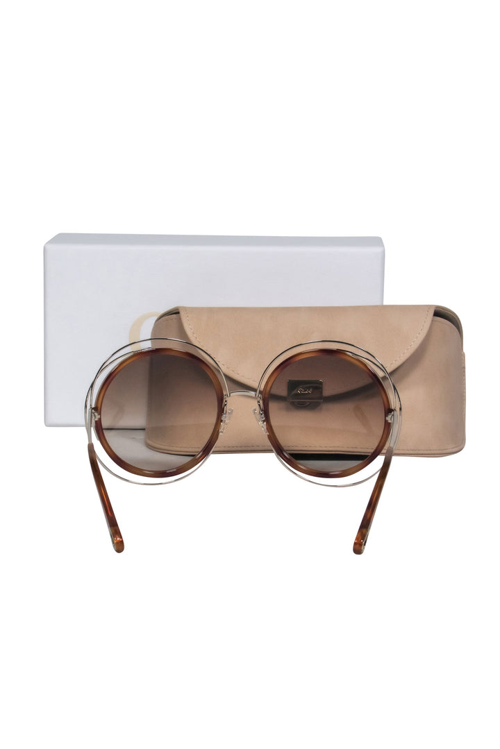 Chloe - Brown Tortoise Large Round Sunglasses