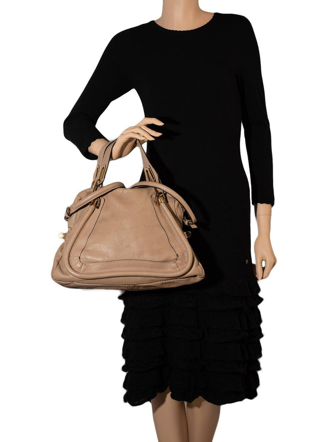 Chloe Calfskin Medium Paraty Bag Beige